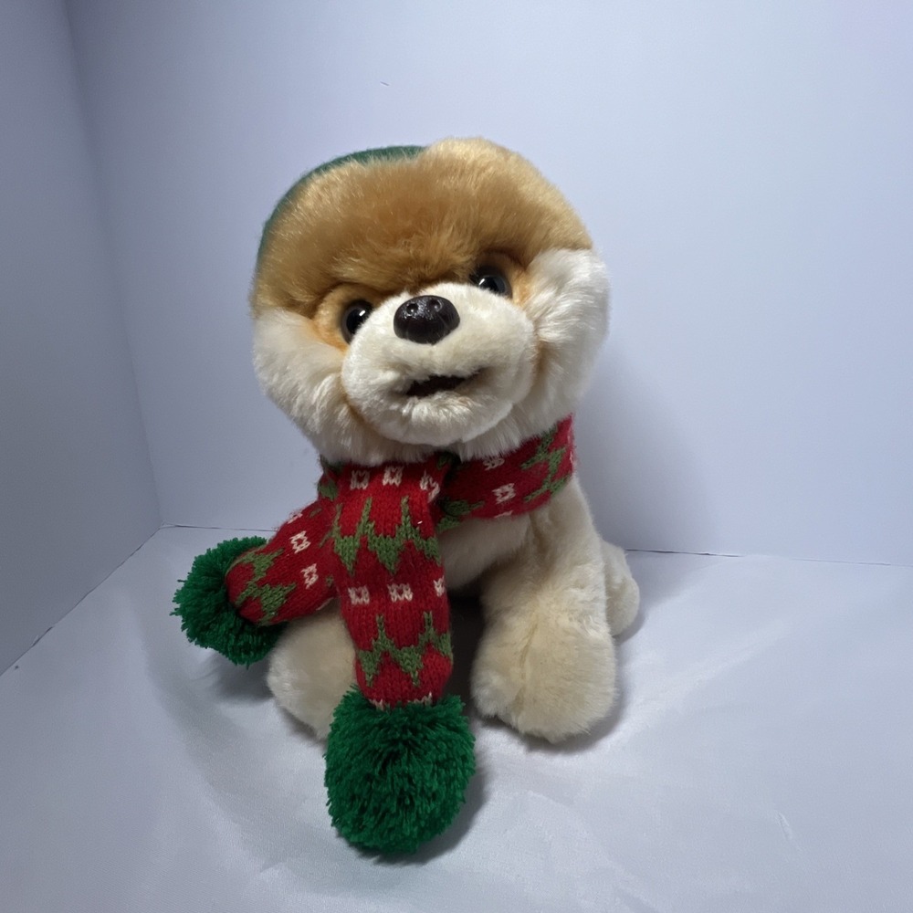 Gund Boo Plush The World's Cutest Dog Holiday Hat And Scarf Christmas 4053888